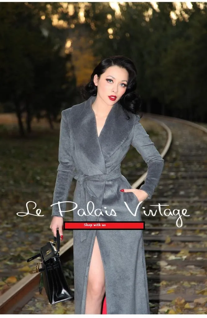 Quick Ship Le Palais Vintage limited edition retro cashmere long jacket coat- Cioq