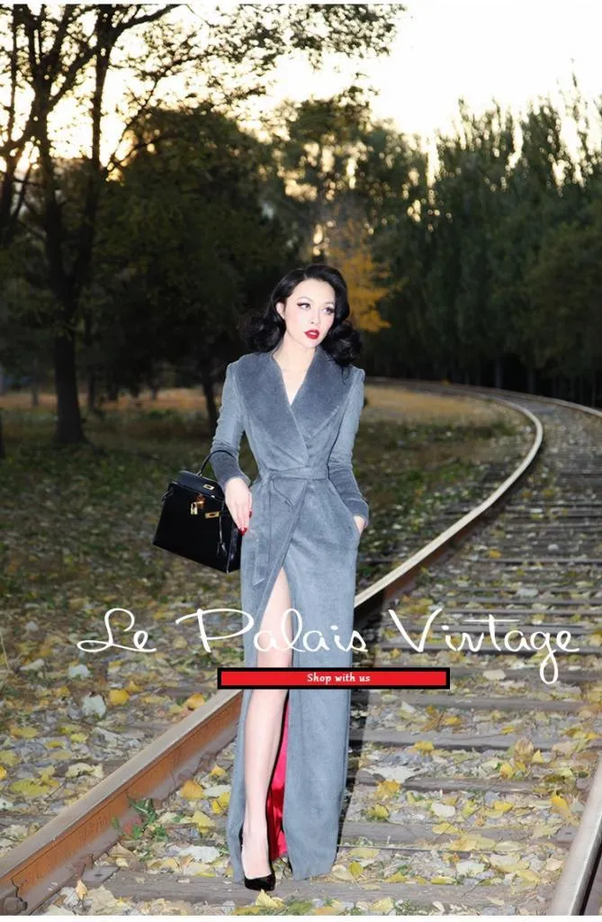 Quick Ship Le Palais Vintage limited edition retro cashmere long jacket coat- Cioq