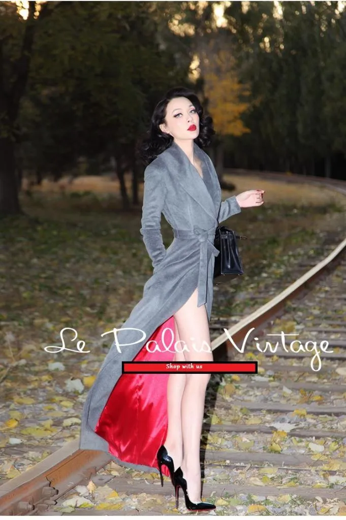 Quick Ship Le Palais Vintage limited edition retro cashmere long jacket coat- Cioq