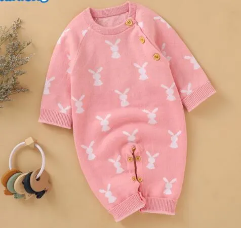 "Winter Bunny" Knit Baby's Romper