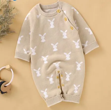 "Winter Bunny" Knit Baby's Romper