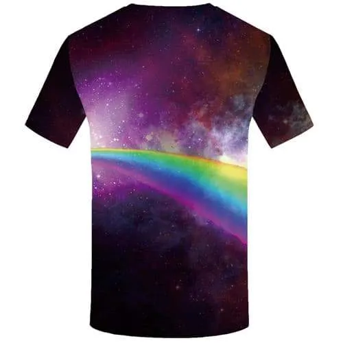 Rainbow T-shirt Men Refraction Tshirt Anime Colorful Shirt Print Galaxy Space T-shirts 3d Nebula Tshirt Printed Short Sleeve