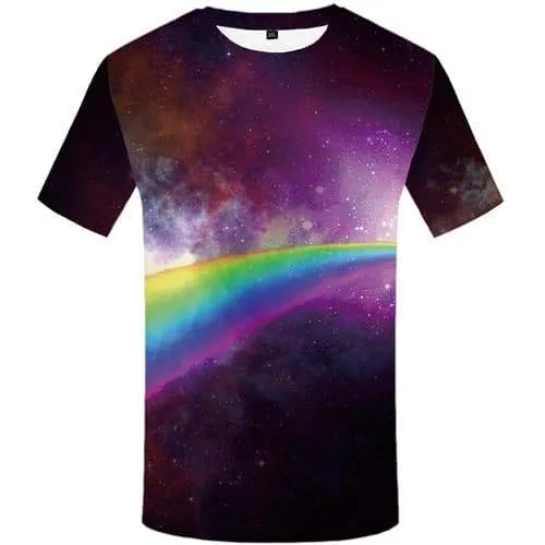 Rainbow T-shirt Men Refraction Tshirt Anime Colorful Shirt Print Galaxy Space T-shirts 3d Nebula Tshirt Printed Short Sleeve