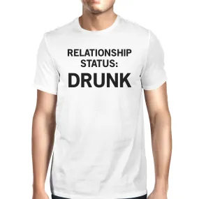 Relationship Status White Short Sleeve Round Neck T-Shirt For Men