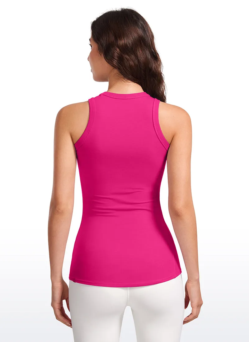 Ribbed Hip Length High Neck Racerback Tank