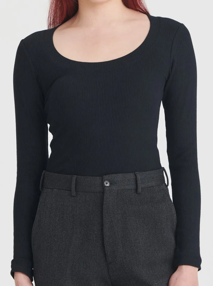 Ribbed Modal Cashmere Scoop Neck Top