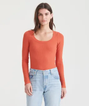 Ribbed Modal Cashmere Scoop Neck Top