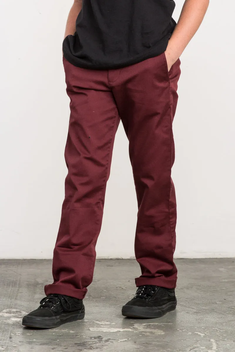 RVCA Weekday Boys Pants - Bordeaux