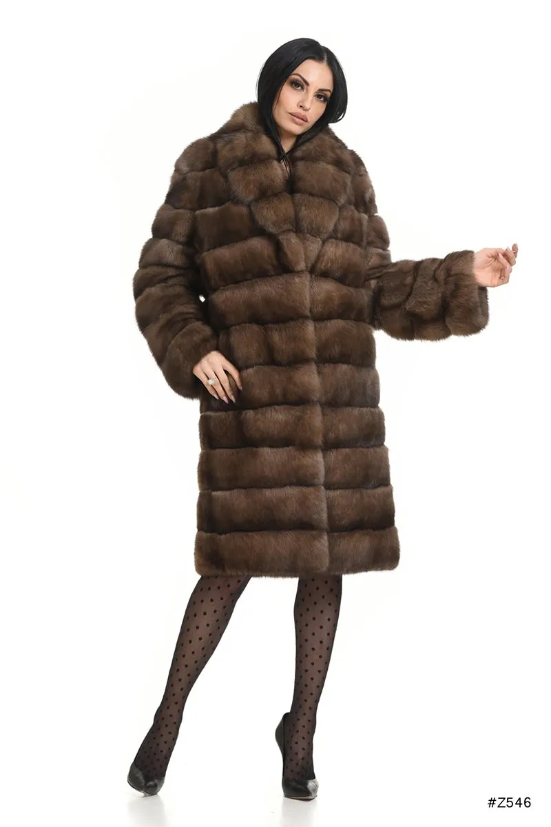 Sable coat with shawl collar