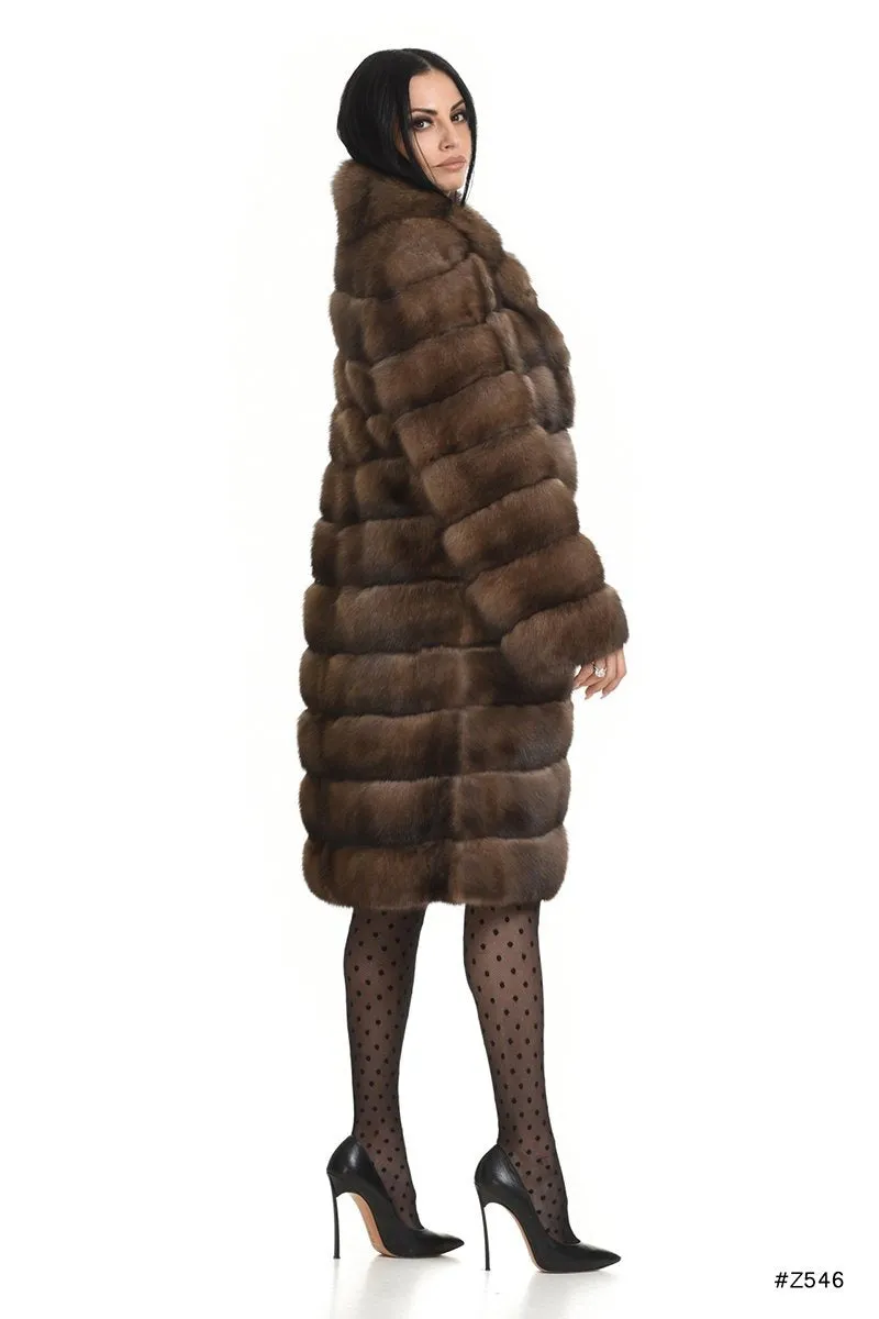 Sable coat with shawl collar