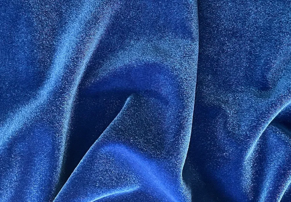 Sapphire Blue Stretch Polyester Velvet