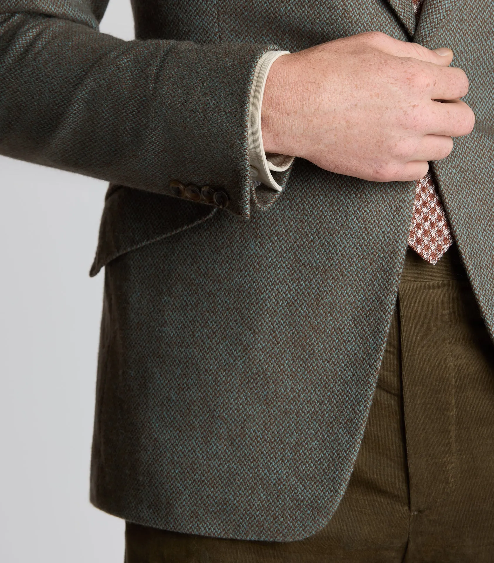 Sea Green/Amber Cashmere Broken Twill Single Breasted Jacket