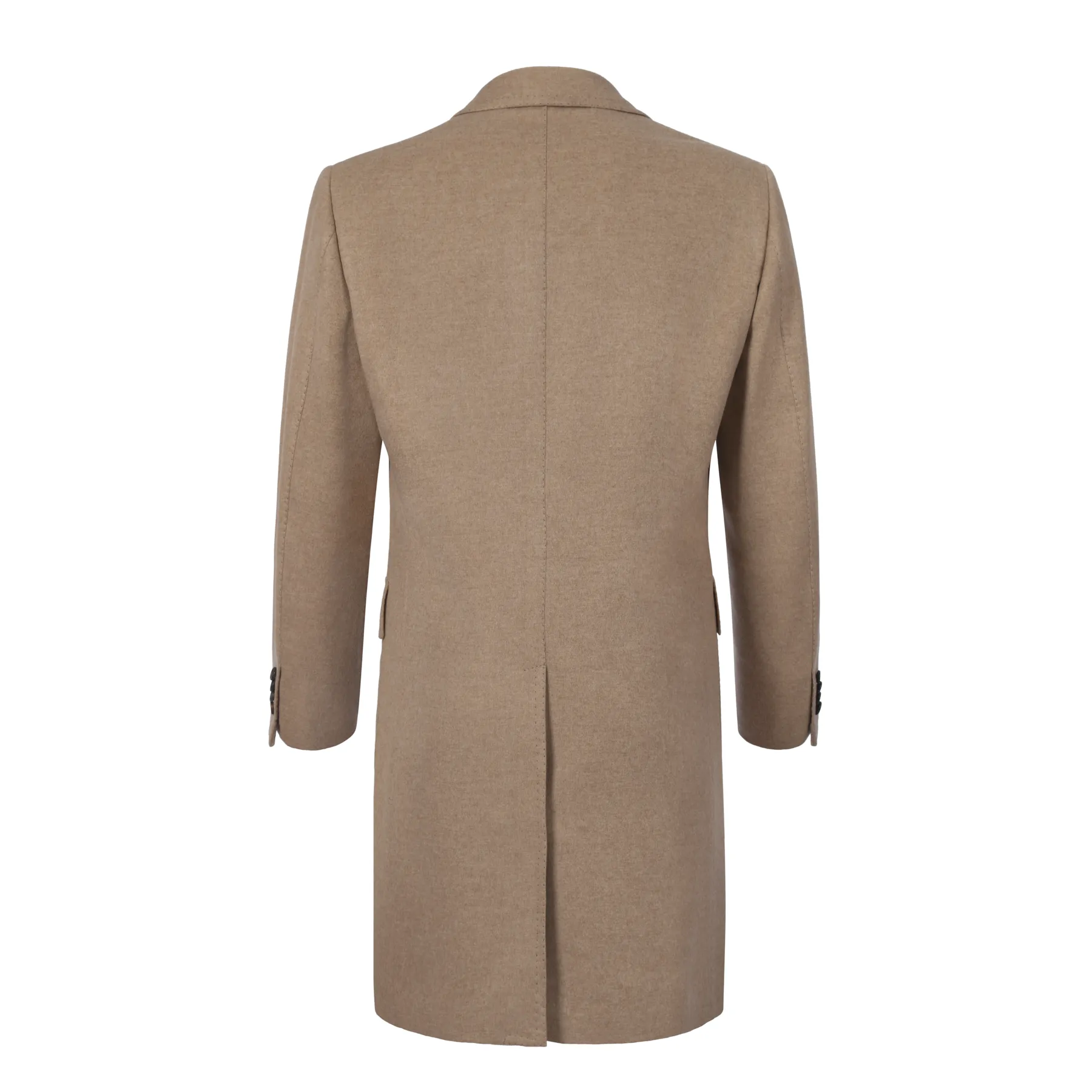 Single-Breasted Cashmere Coat in Beige