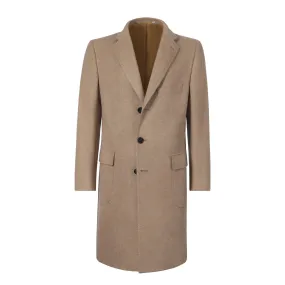 Single-Breasted Cashmere Coat in Beige