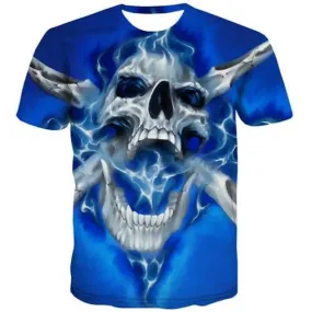 Skull T shirts Men Nebula T-shirts Graphic Psychedelic Tshirts Casual Blue Tshirt Printed Gothic Shirt Print Short Sleeve