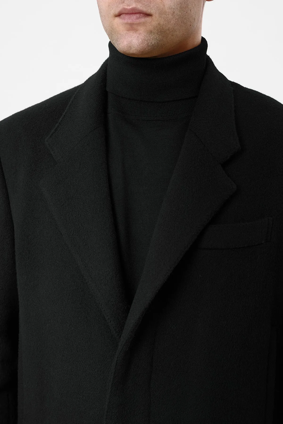 Slade Coat in Black Double-Face Recycled Cashmere