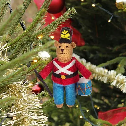 Soldier Bear with Drum Felt Ornament