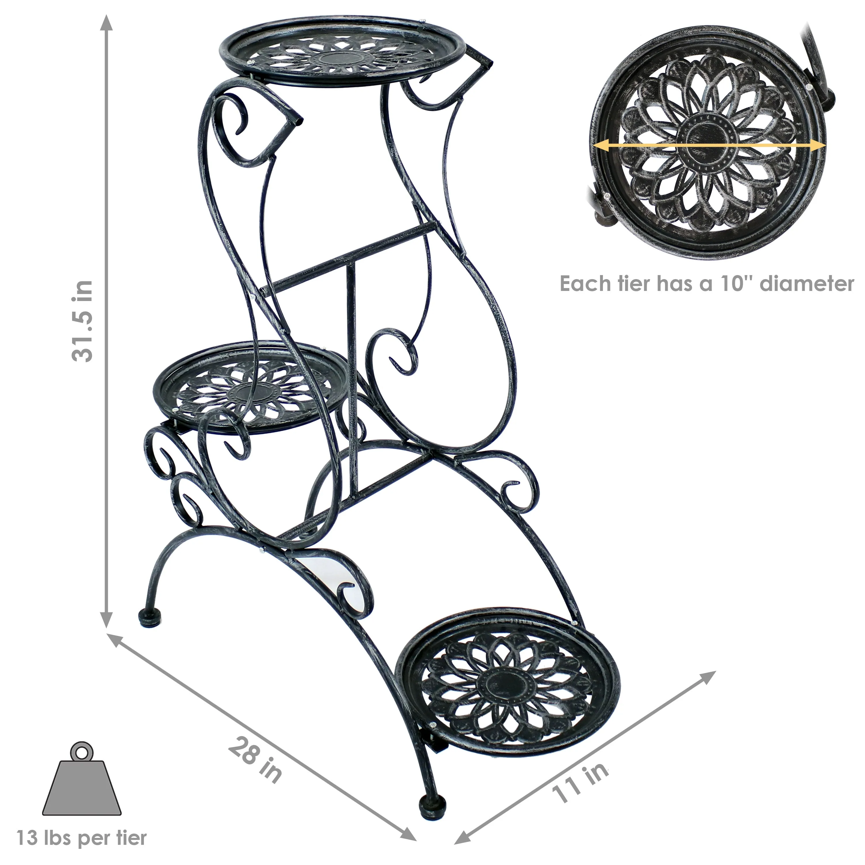 Sunnydaze 3-Tier Victorian Plant and Flower Stand - 31" H