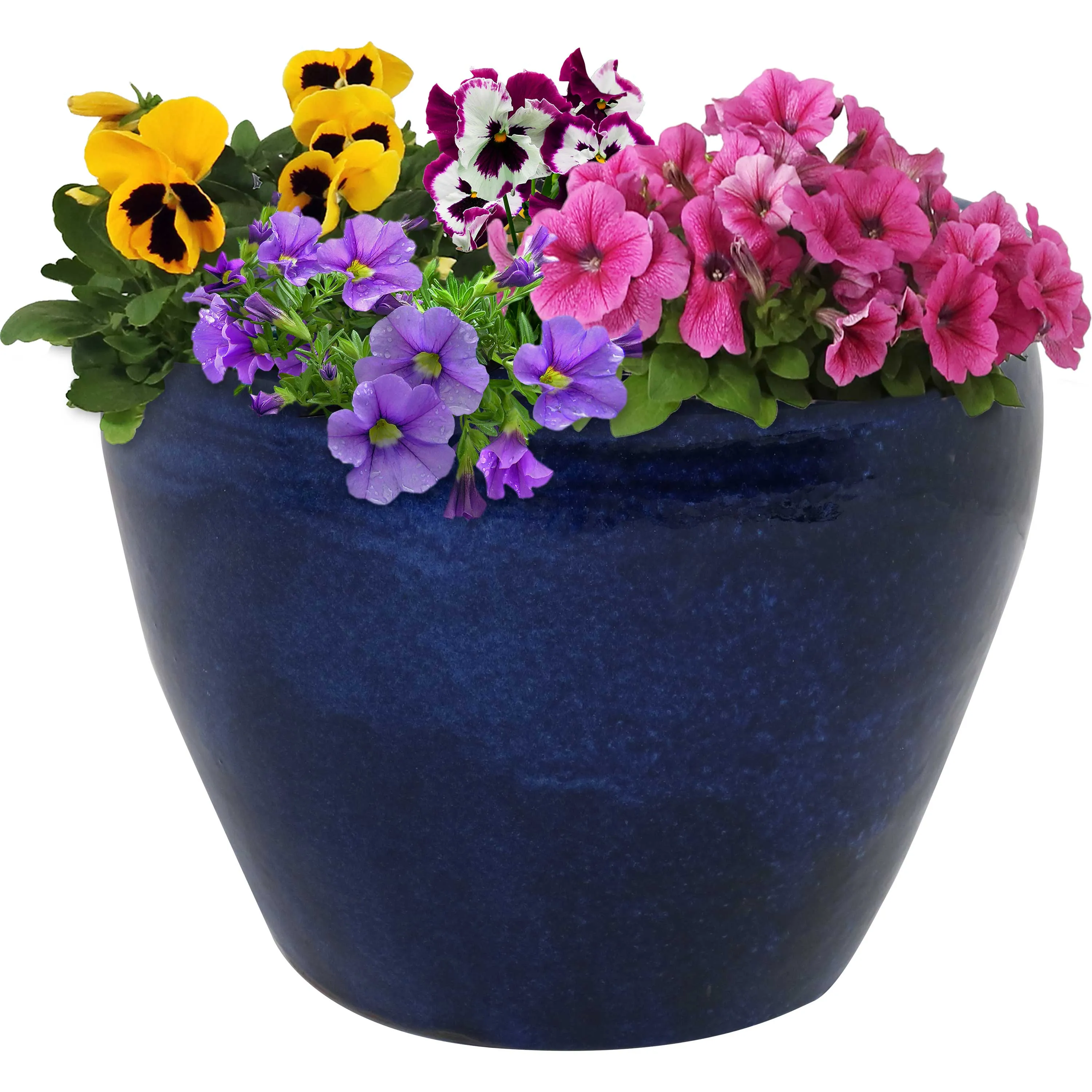 Sunnydaze Chalet High-Fired Glazed Ceramic Planter - 15"