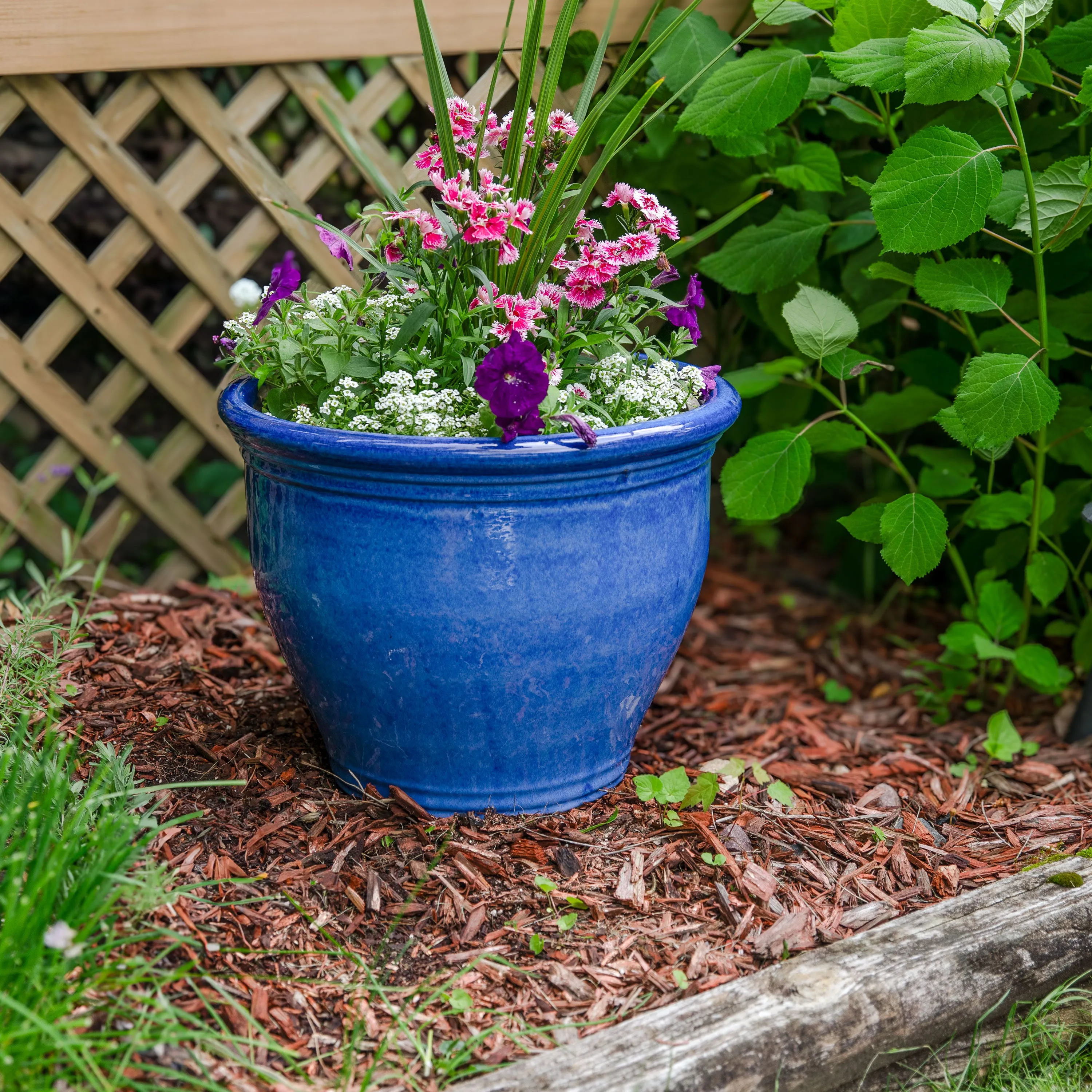 Sunnydaze Chalet High-Fired Glazed Ceramic Planter - 15"