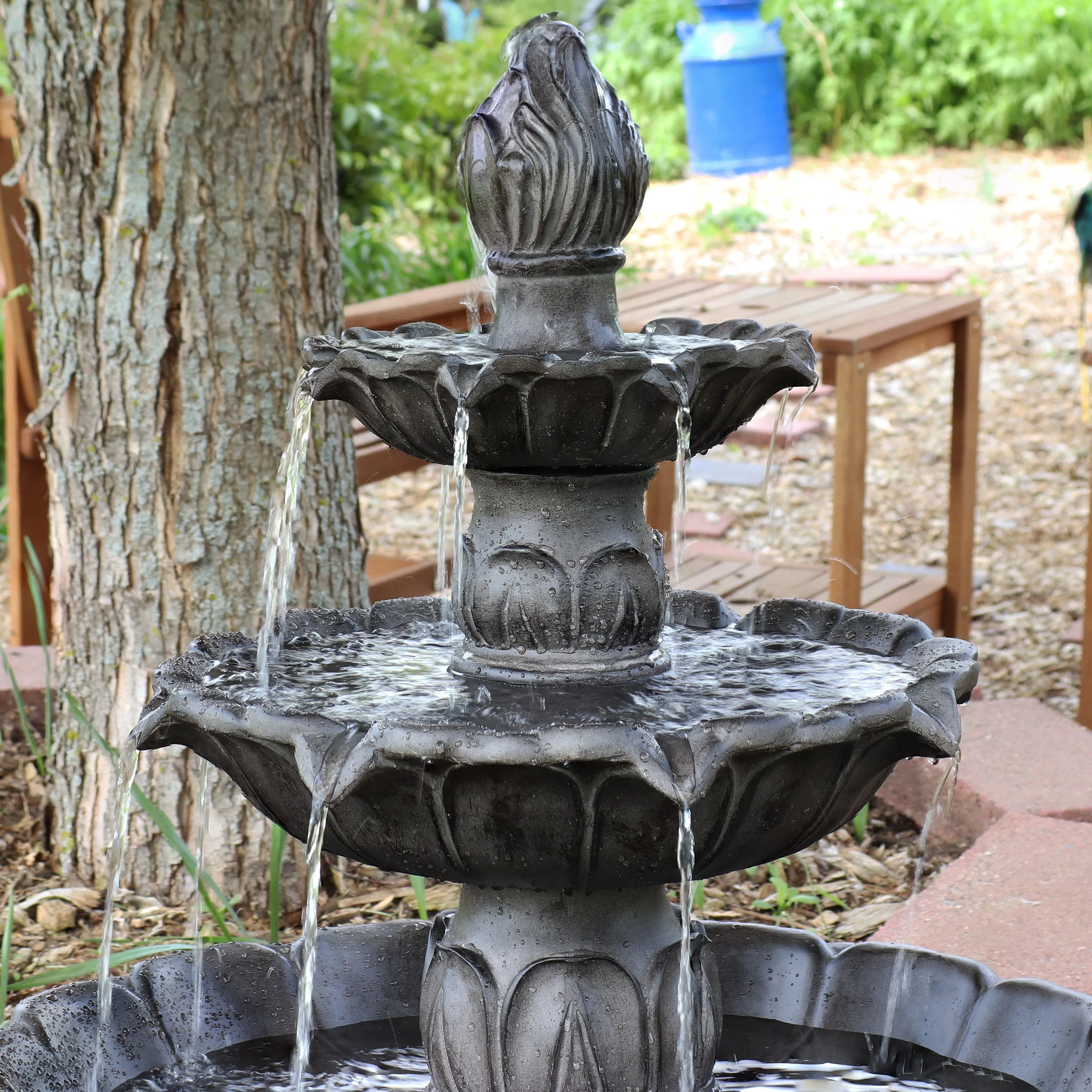 Sunnydaze Classic Tulip 3-Tier Outdoor Water Fountain