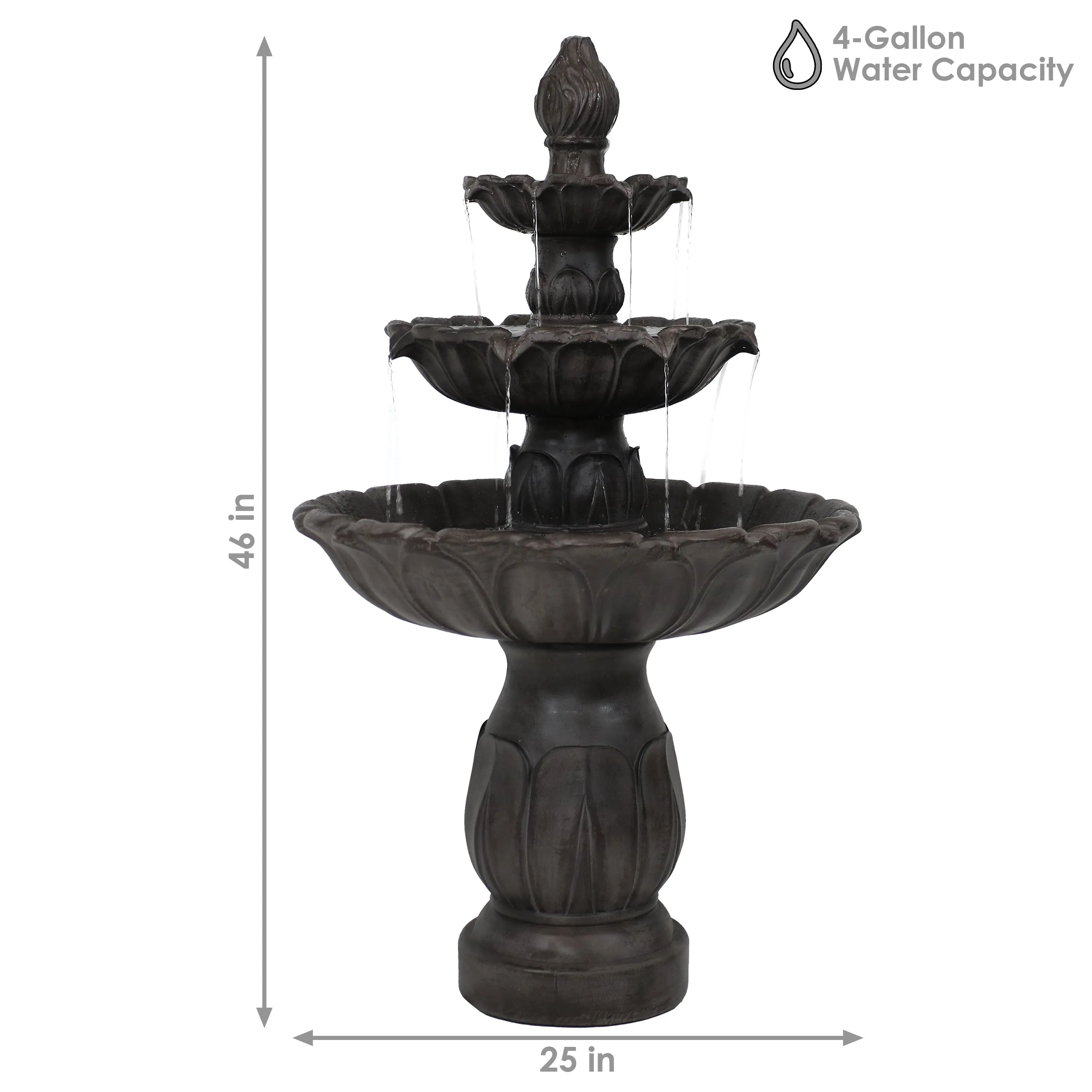 Sunnydaze Classic Tulip 3-Tier Outdoor Water Fountain