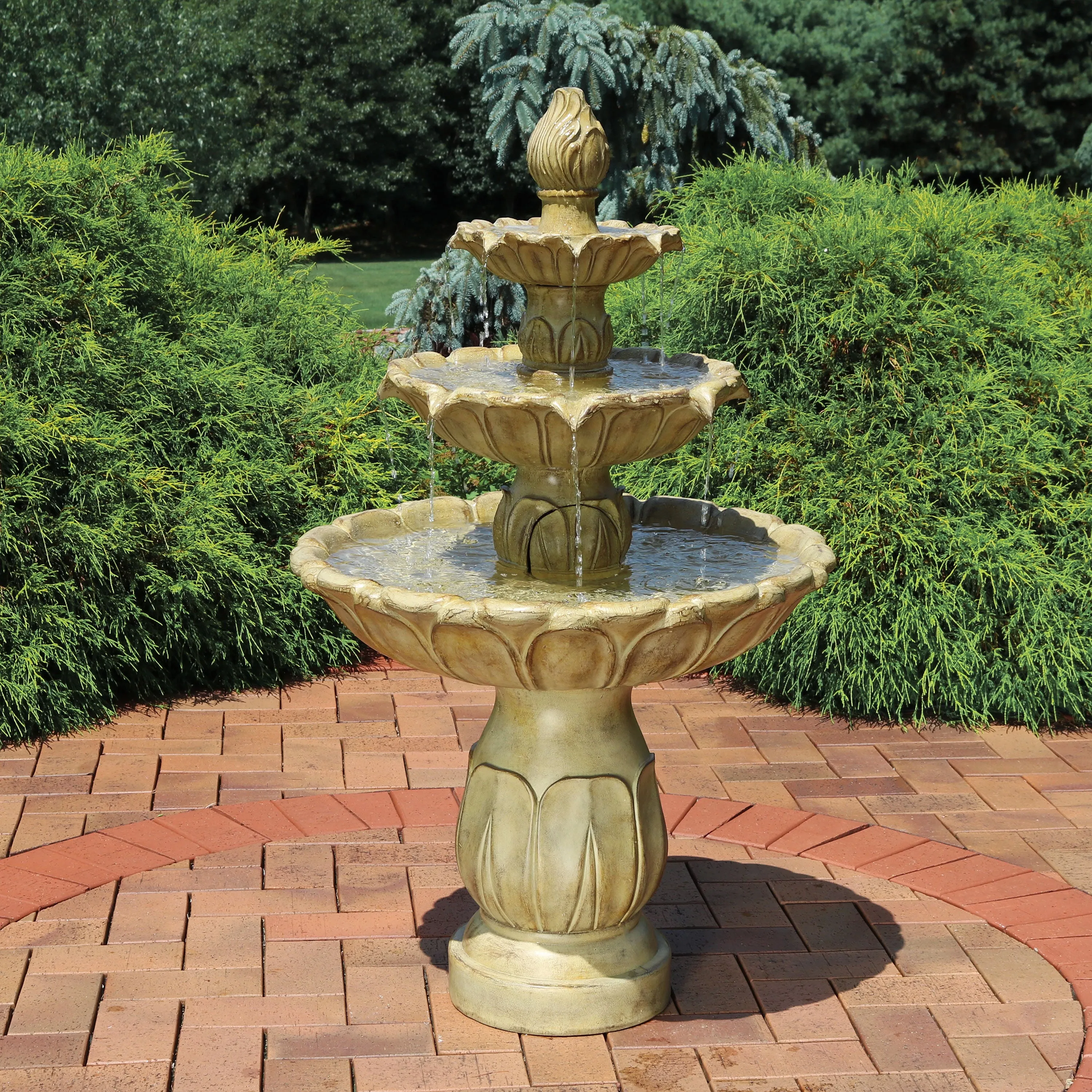 Sunnydaze Classic Tulip 3-Tier Outdoor Water Fountain