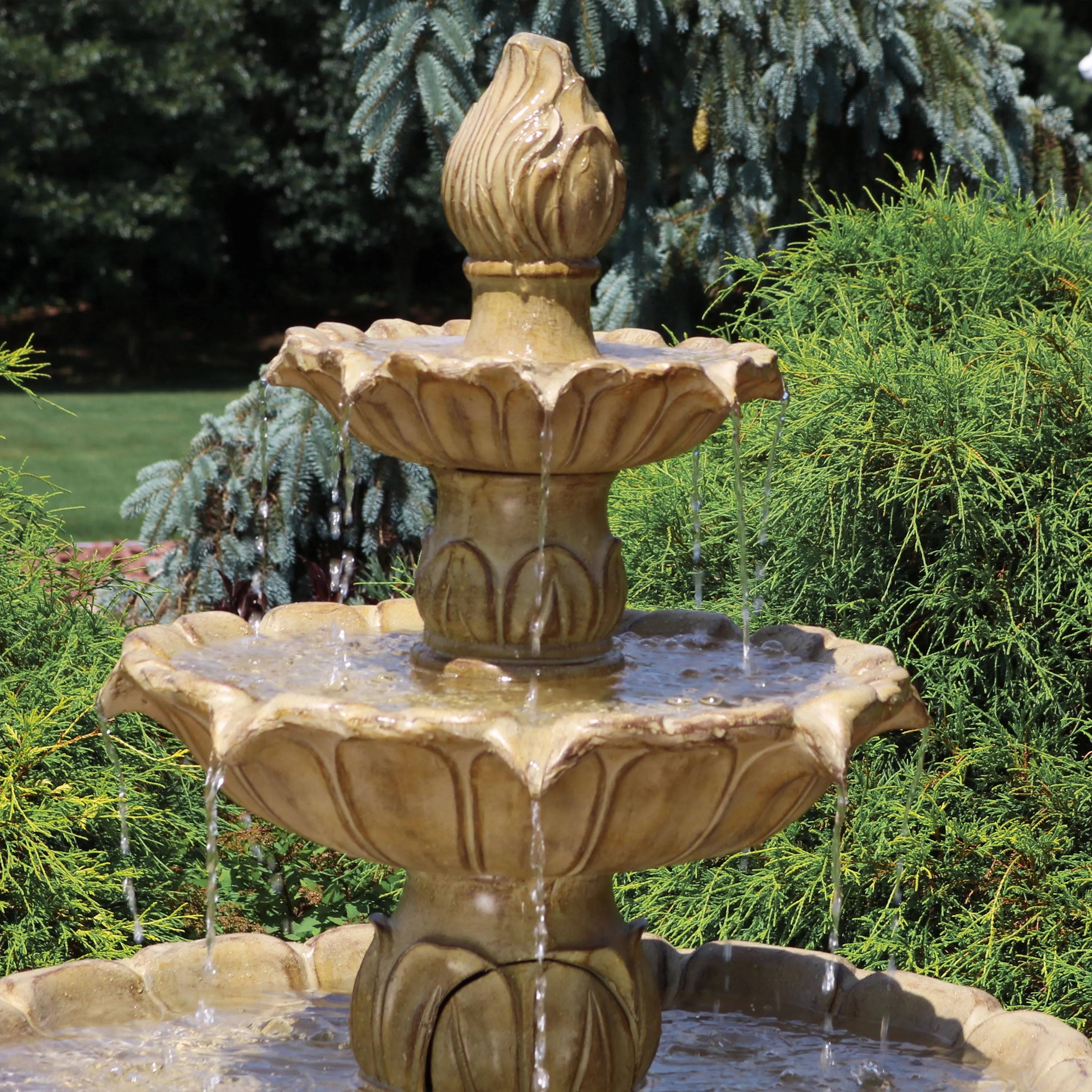 Sunnydaze Classic Tulip 3-Tier Outdoor Water Fountain