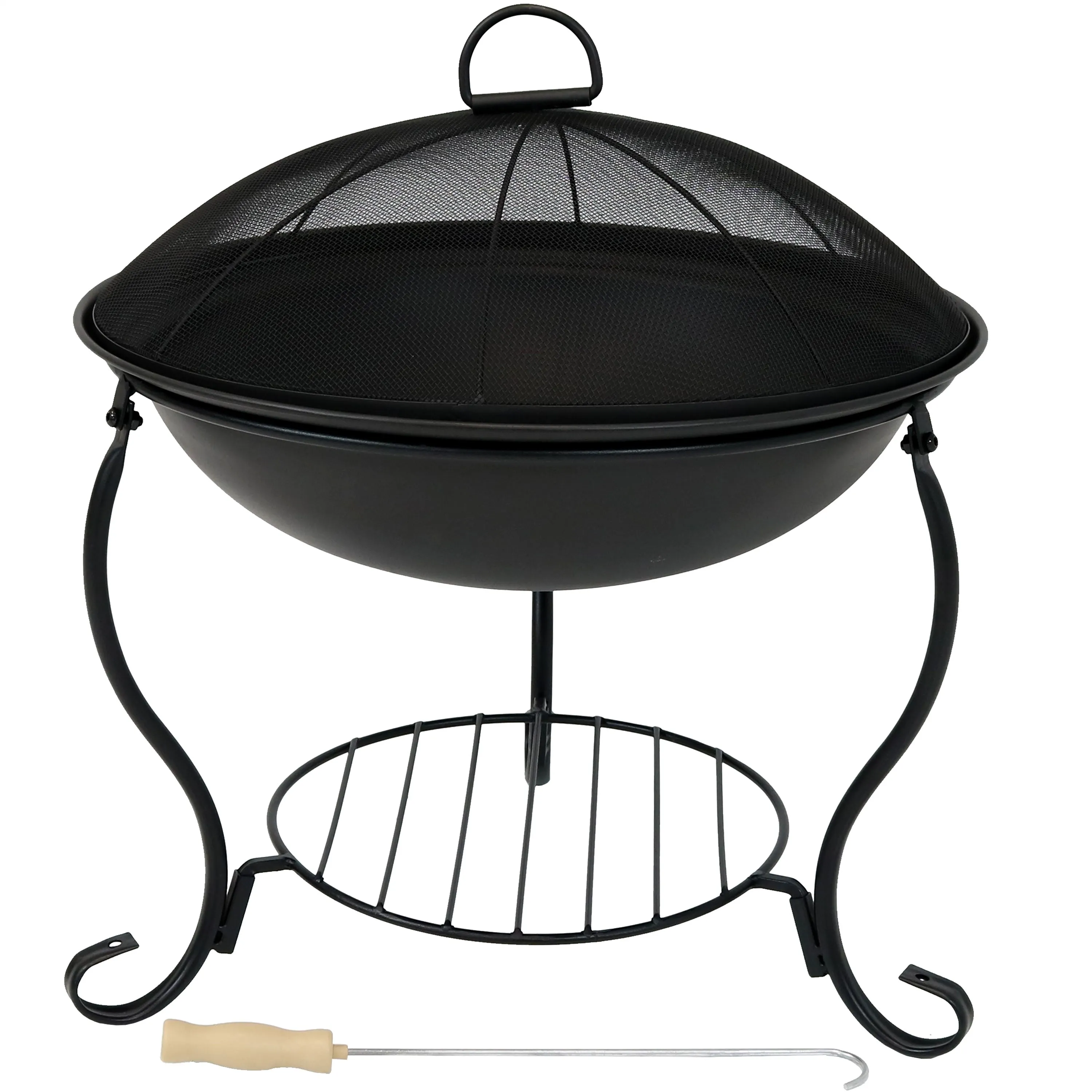 Sunnydaze Elegant Steel Fire Pit with Spark Screen - 18"