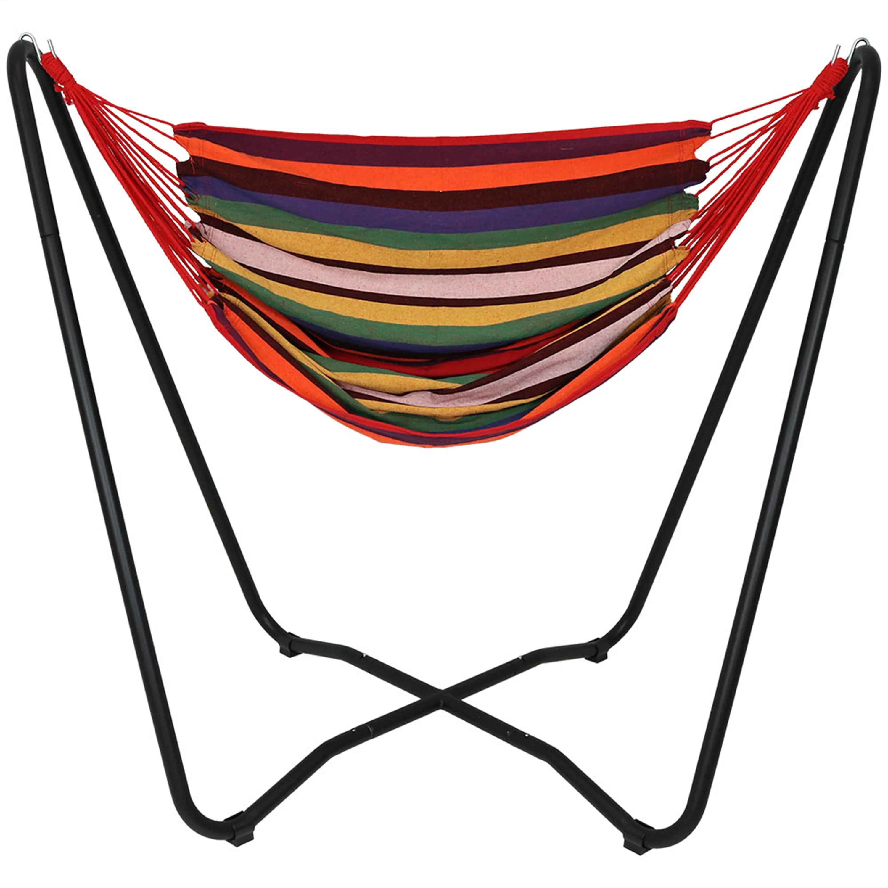 Sunnydaze Hanging Rope Hammock Chair with Space-Saving Stand