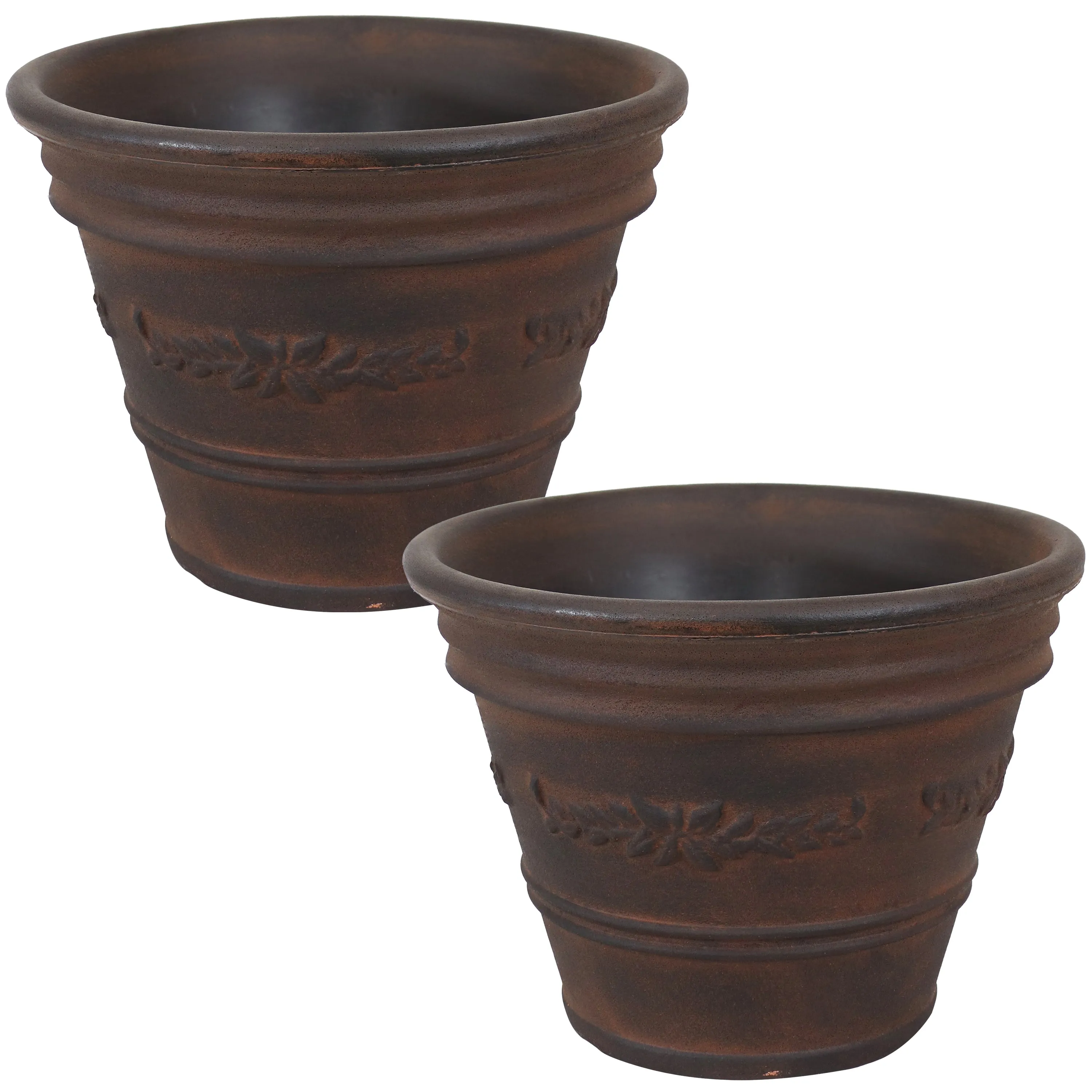 Sunnydaze Laurel Outdoor Flower Pot Planter - Rust - 13"