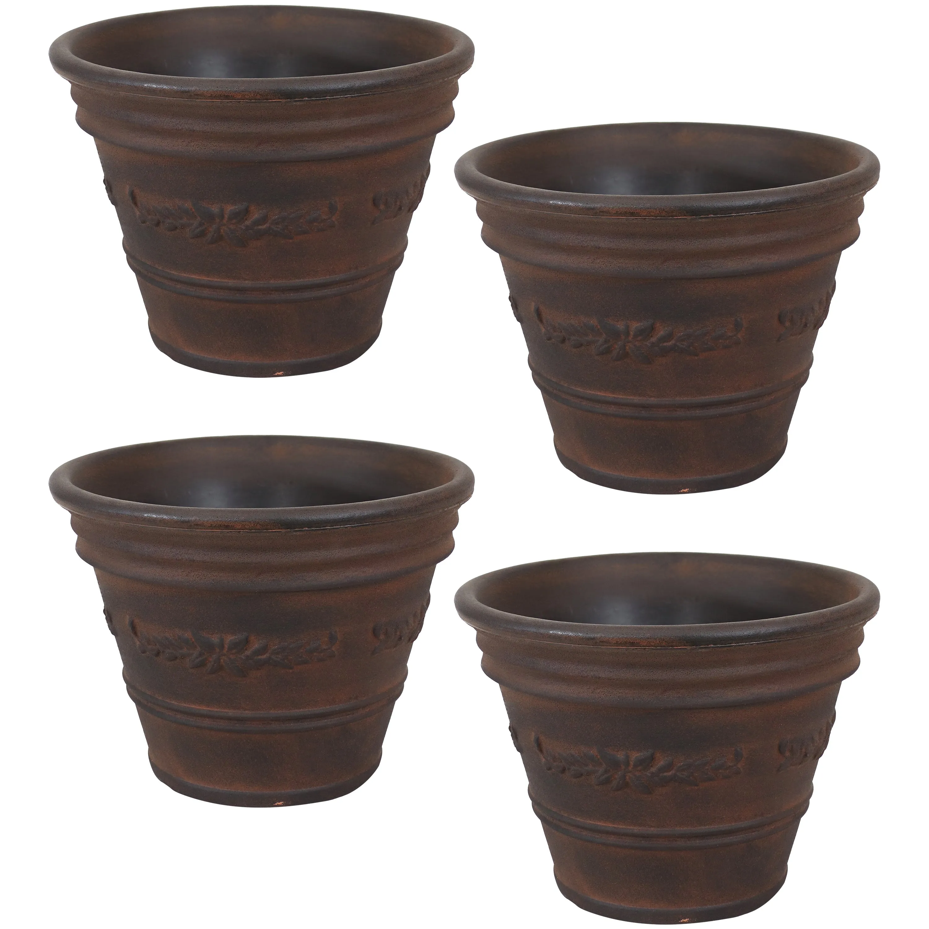 Sunnydaze Laurel Outdoor Flower Pot Planter - Rust - 13"