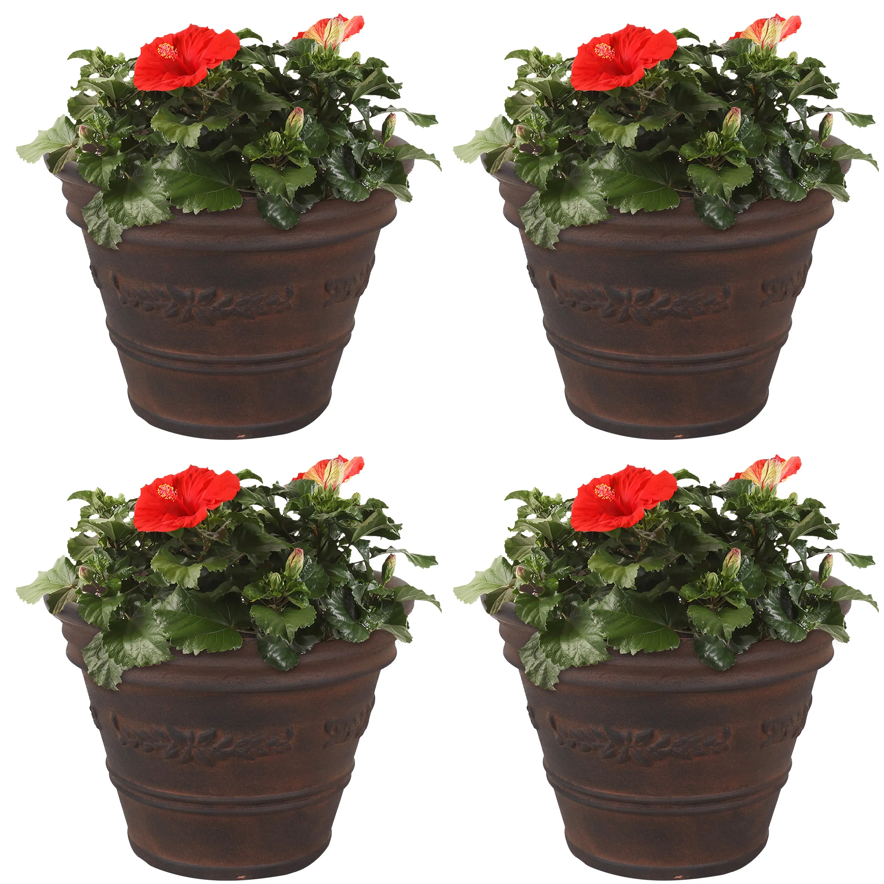 Sunnydaze Laurel Outdoor Flower Pot Planter - Rust - 13"