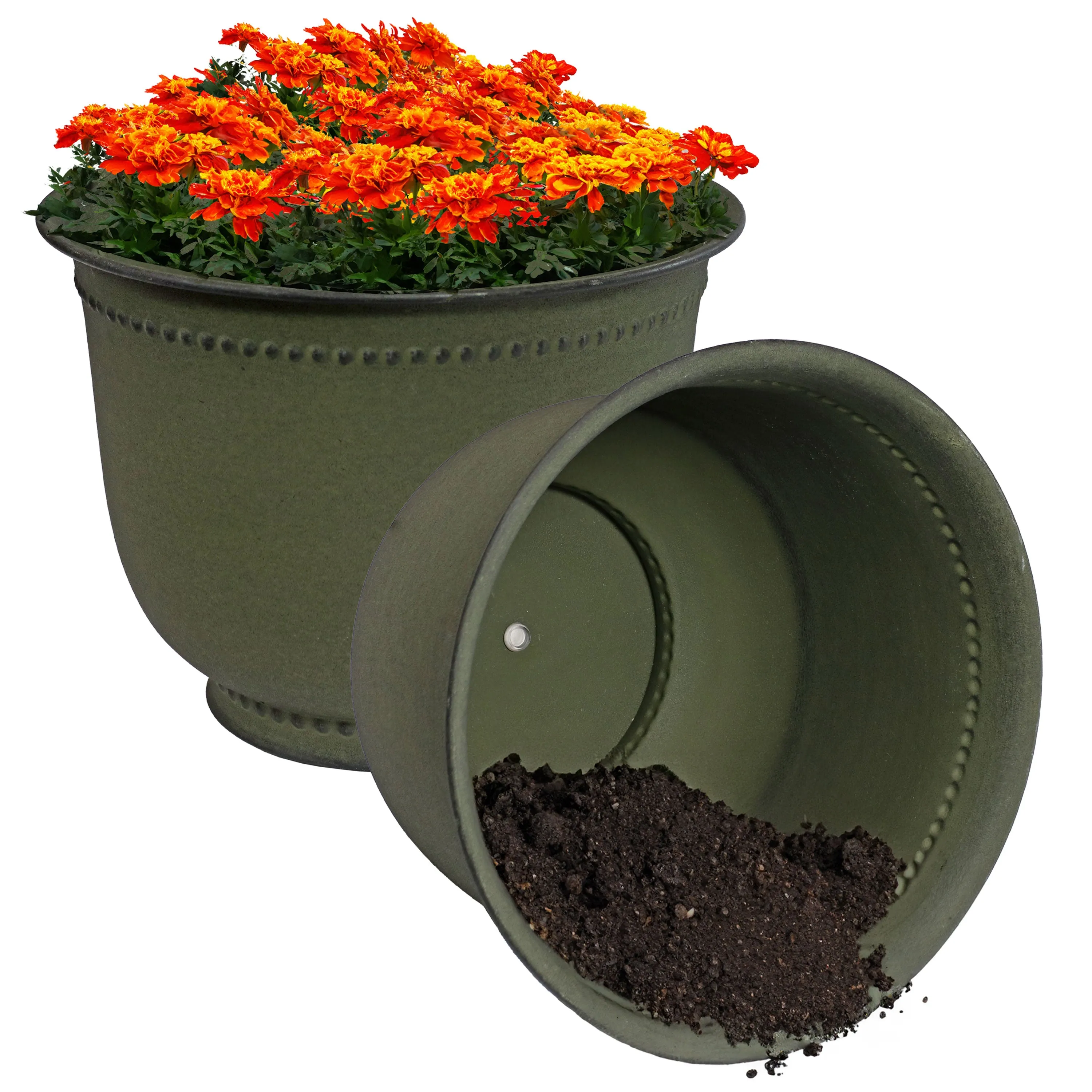 Sunnydaze Michael Metal Outdoor Plant Pots - 14.5"