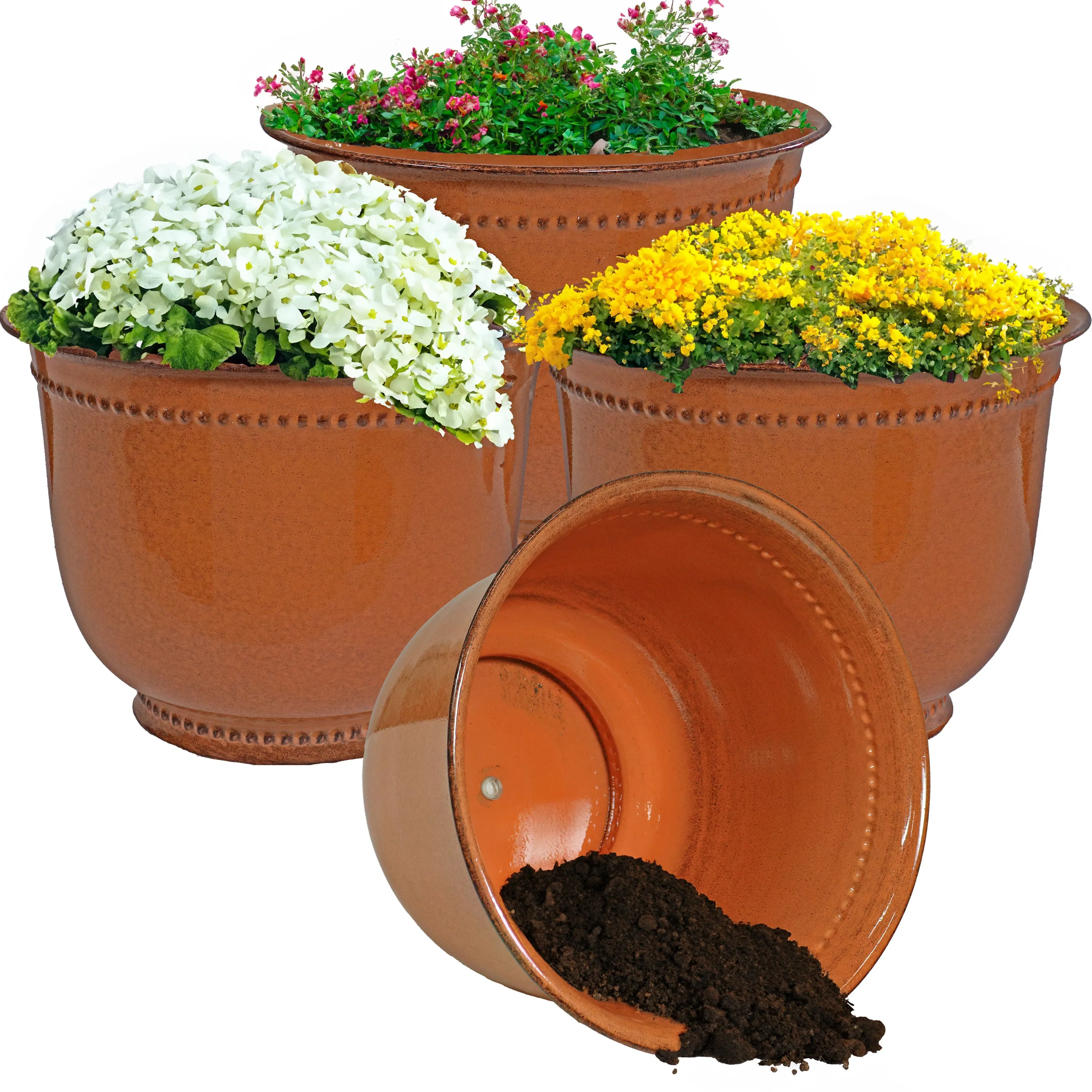 Sunnydaze Michael Metal Outdoor Plant Pots - 14.5"