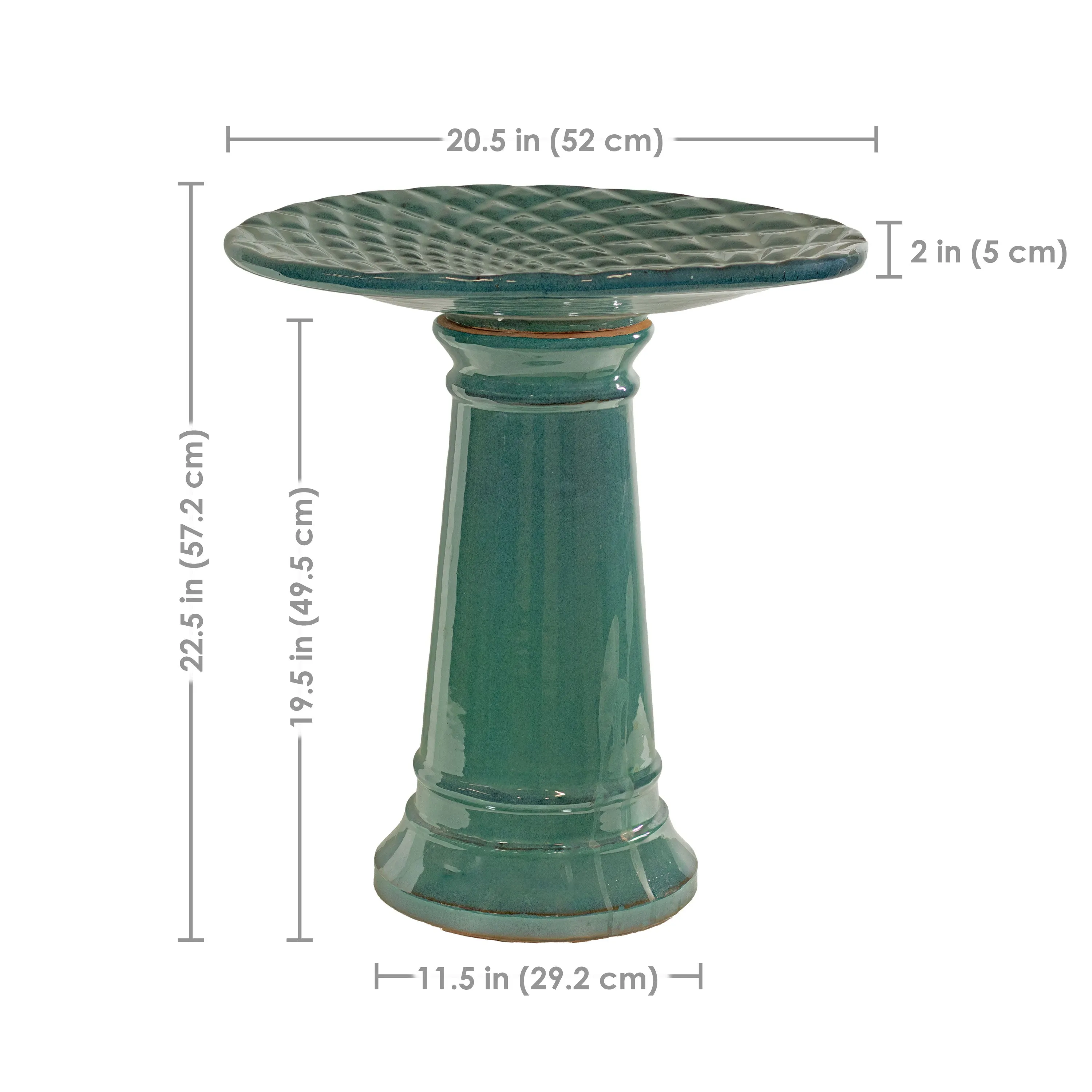 Sunnydaze Rennes Turquoise Outdoor Ceramic Bird Bath - 22.5" H