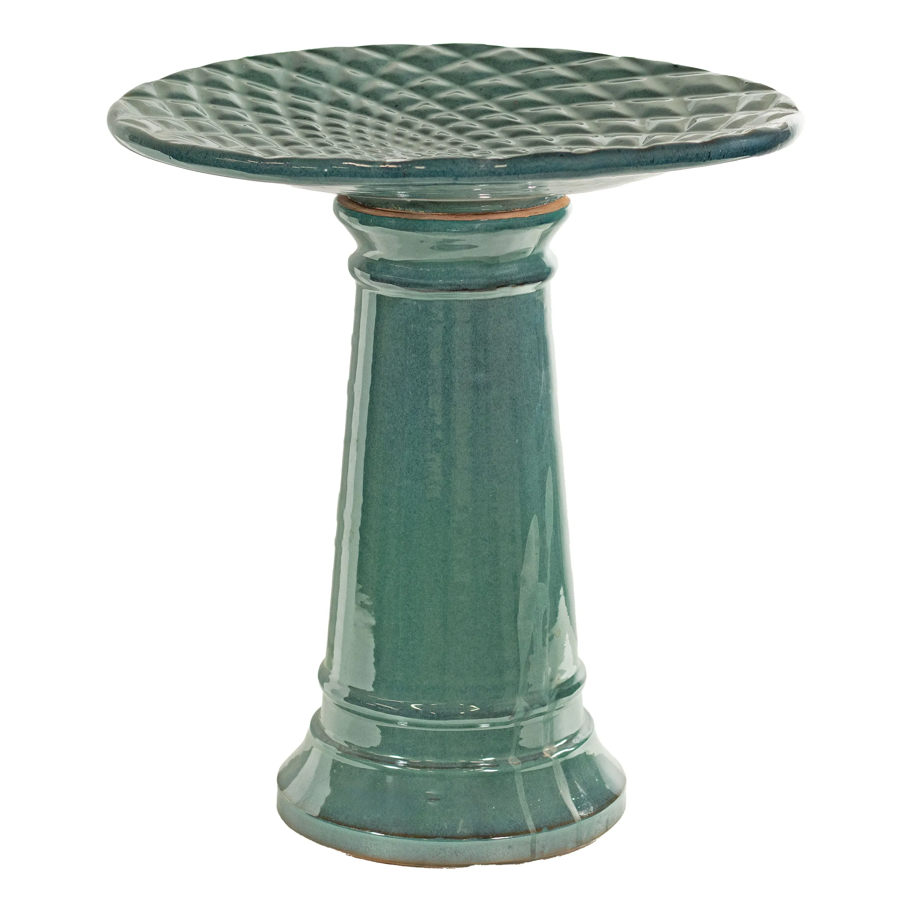 Sunnydaze Rennes Turquoise Outdoor Ceramic Bird Bath - 22.5" H