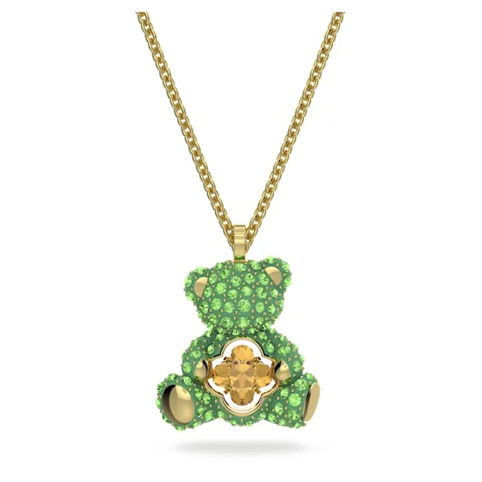 Swarovski Teddy pendant Bear, Green, Gold-tone plated 5642975