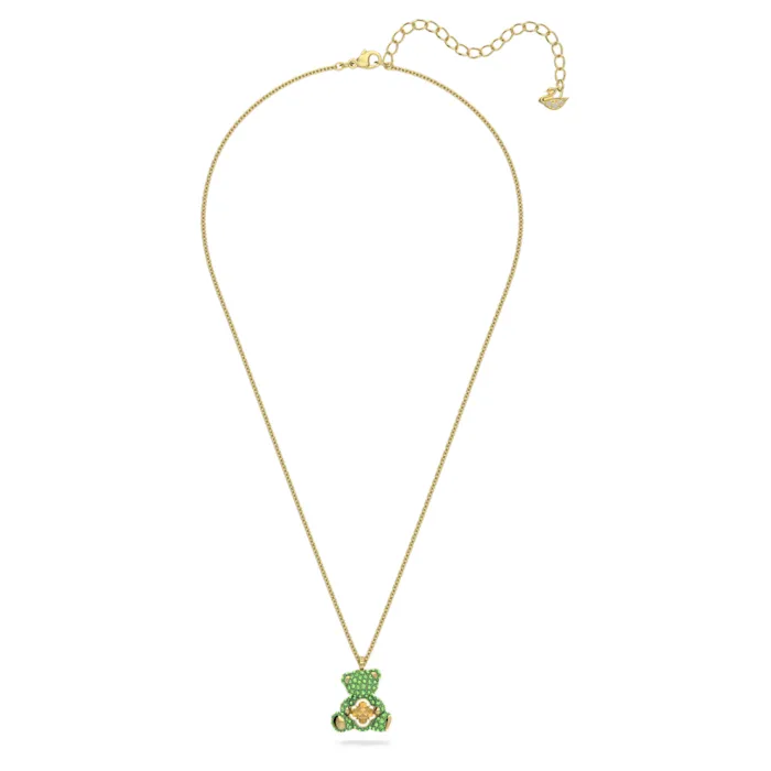 Swarovski Teddy pendant Bear, Green, Gold-tone plated 5642975