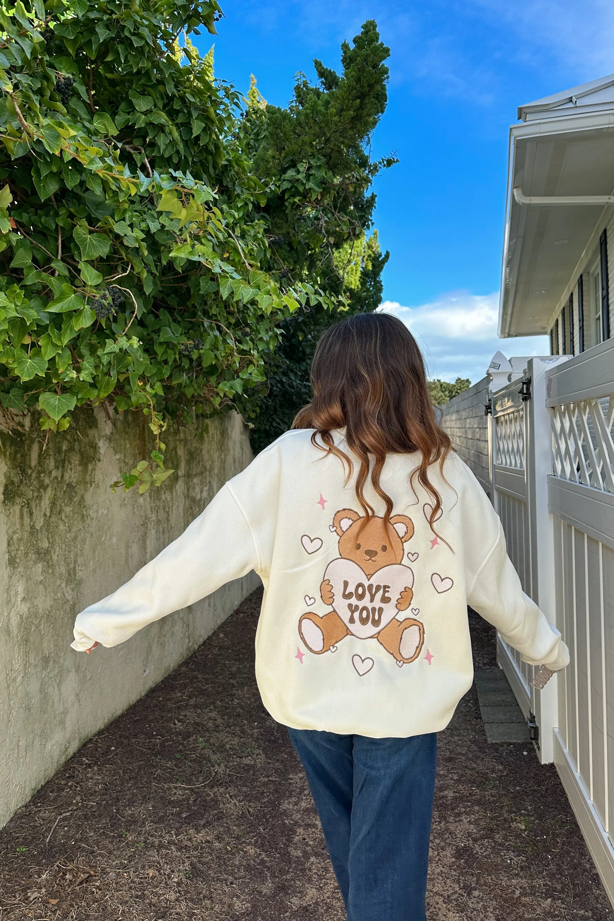 Teddy Bear Embroidered Sweatshirt | Restocked