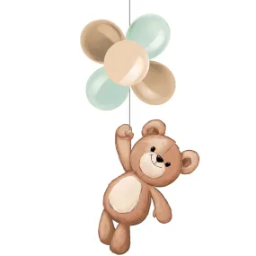 Teddy Bear Hanging Decoration with Latex Balloons, 1 Count