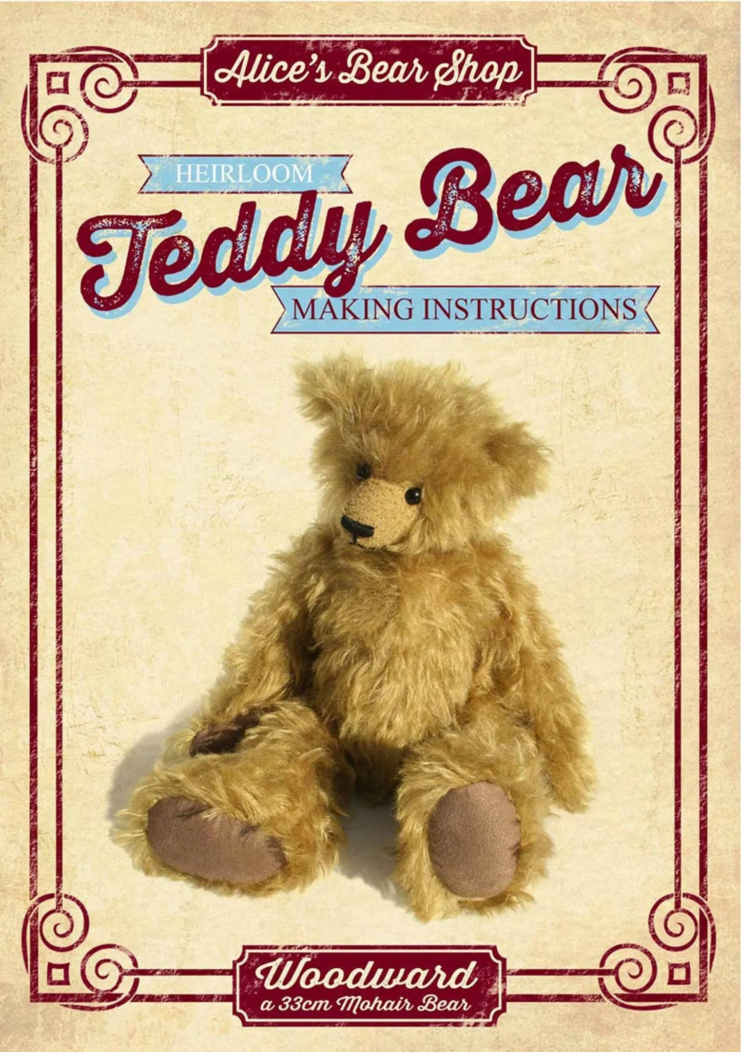 Teddy Bear Pattern and A5 Instruction Booklet - Woodward Bear 33cm when made