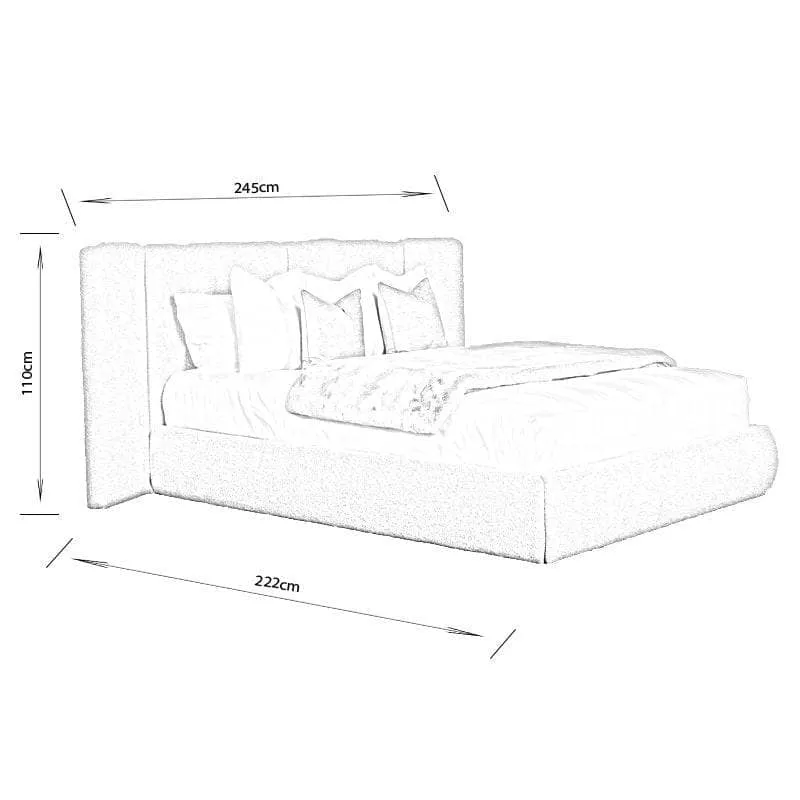 Teddy Boucle King Size Bedframe - Light Grey