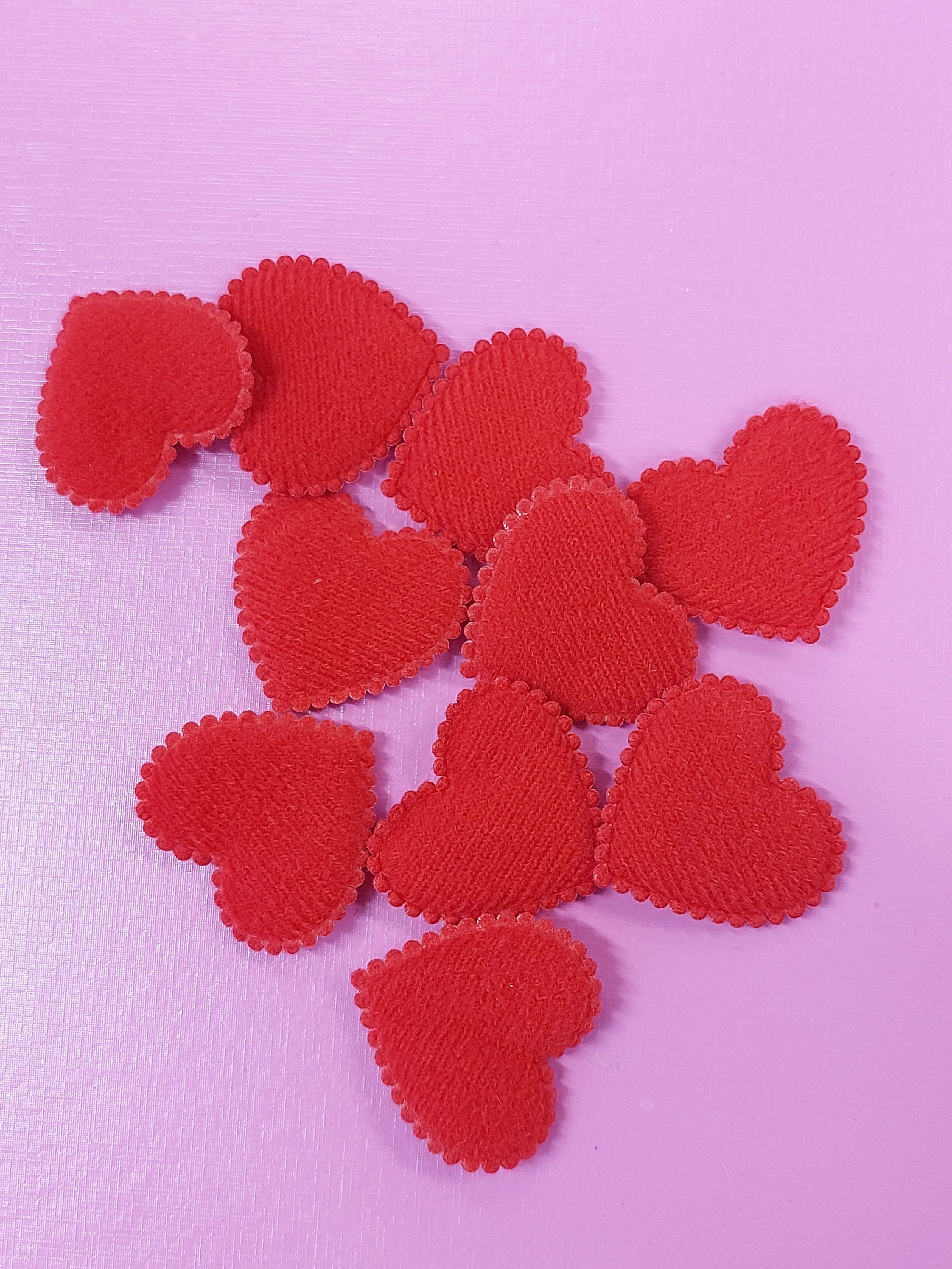 Teddy Hearts - Soft Feel Red Cushion Style Heart Embellishments 2cm - Pack of 10