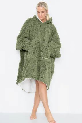 Teddy Hooded Blanket Green