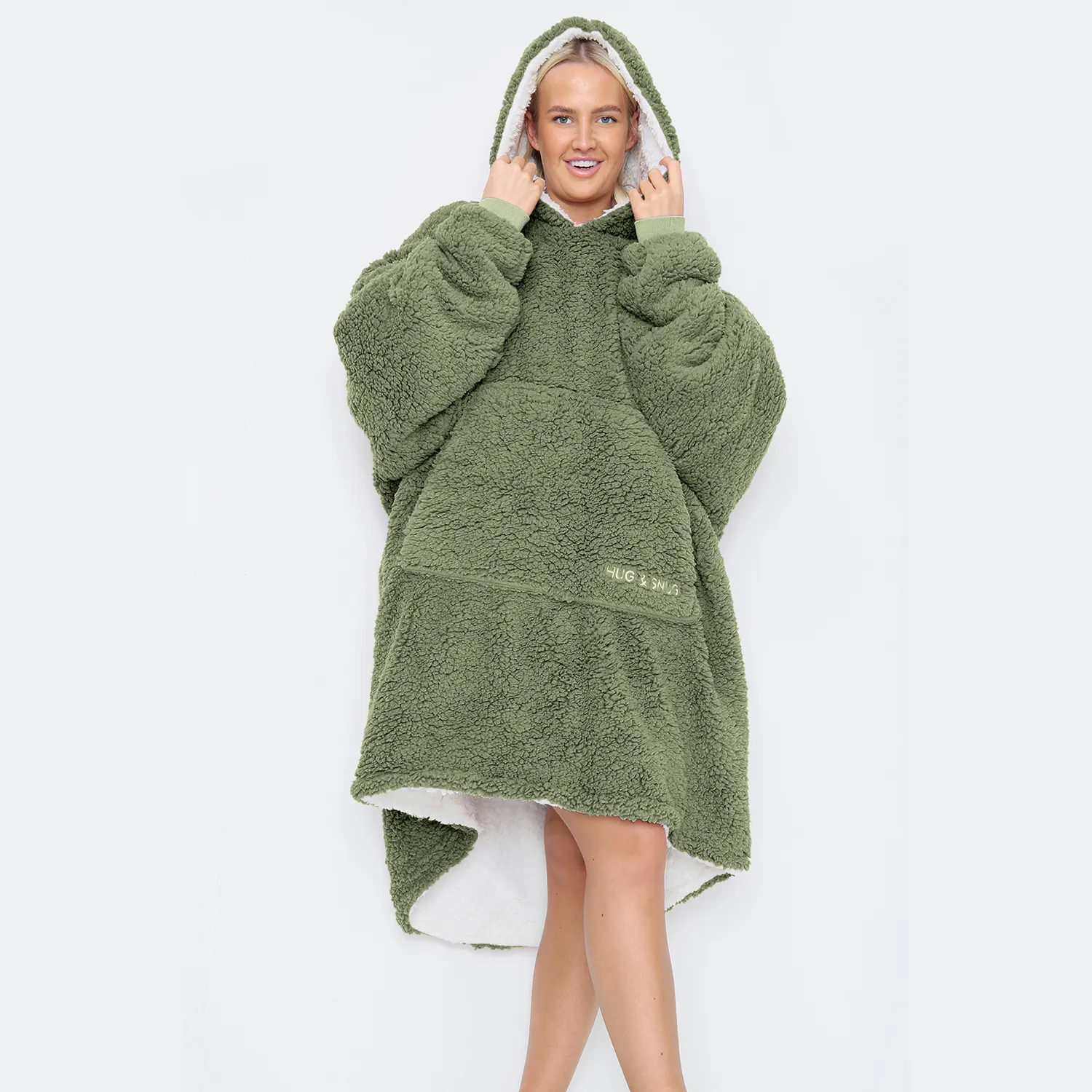 Teddy Hooded Blanket Green