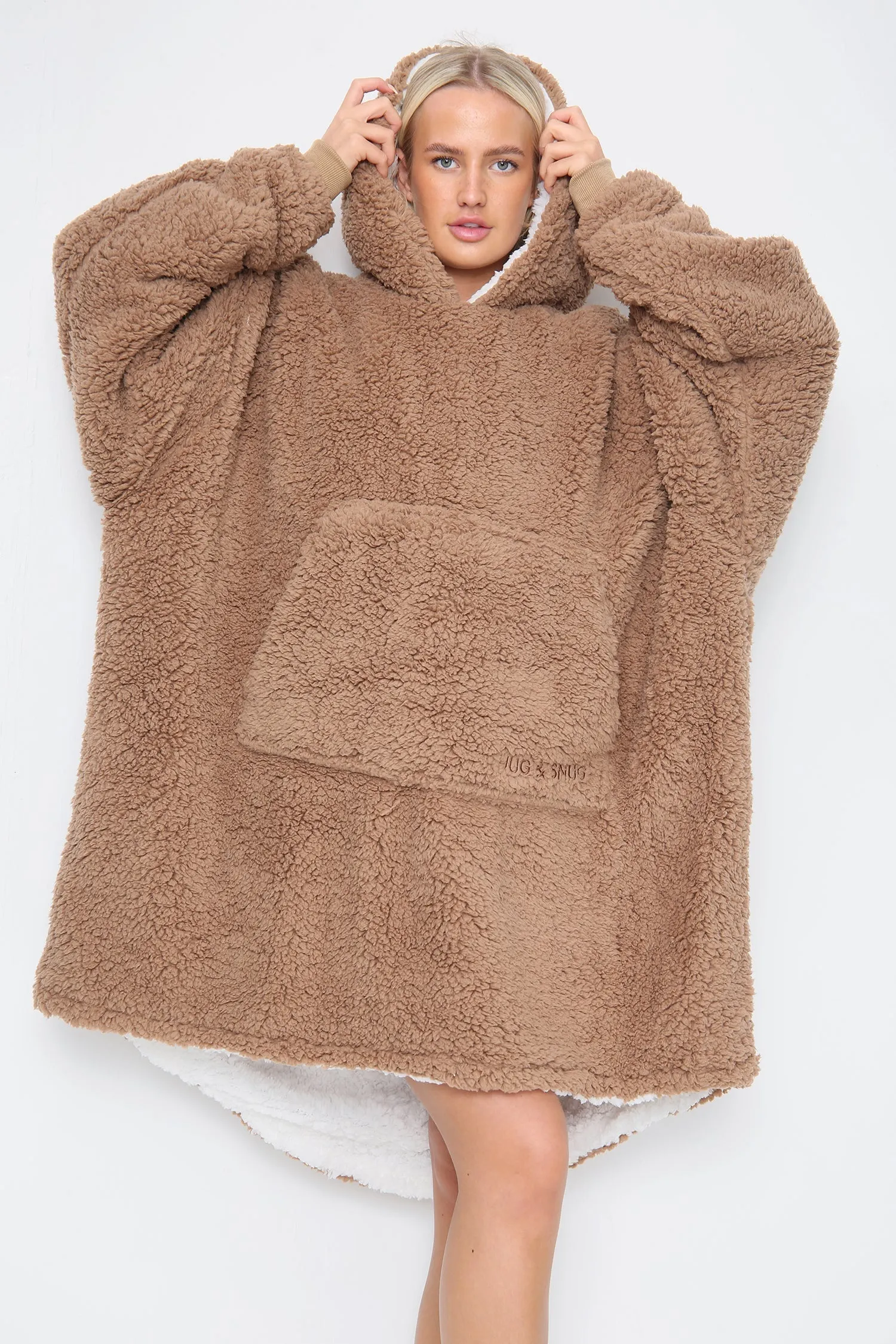 Teddy Hooded Blanket Grey