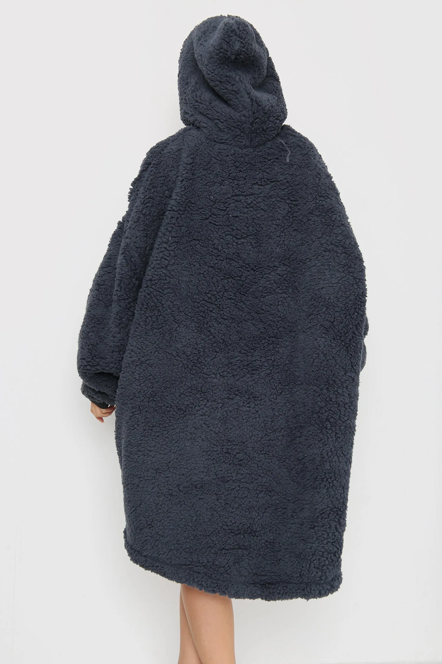 Teddy Hooded Blanket Grey