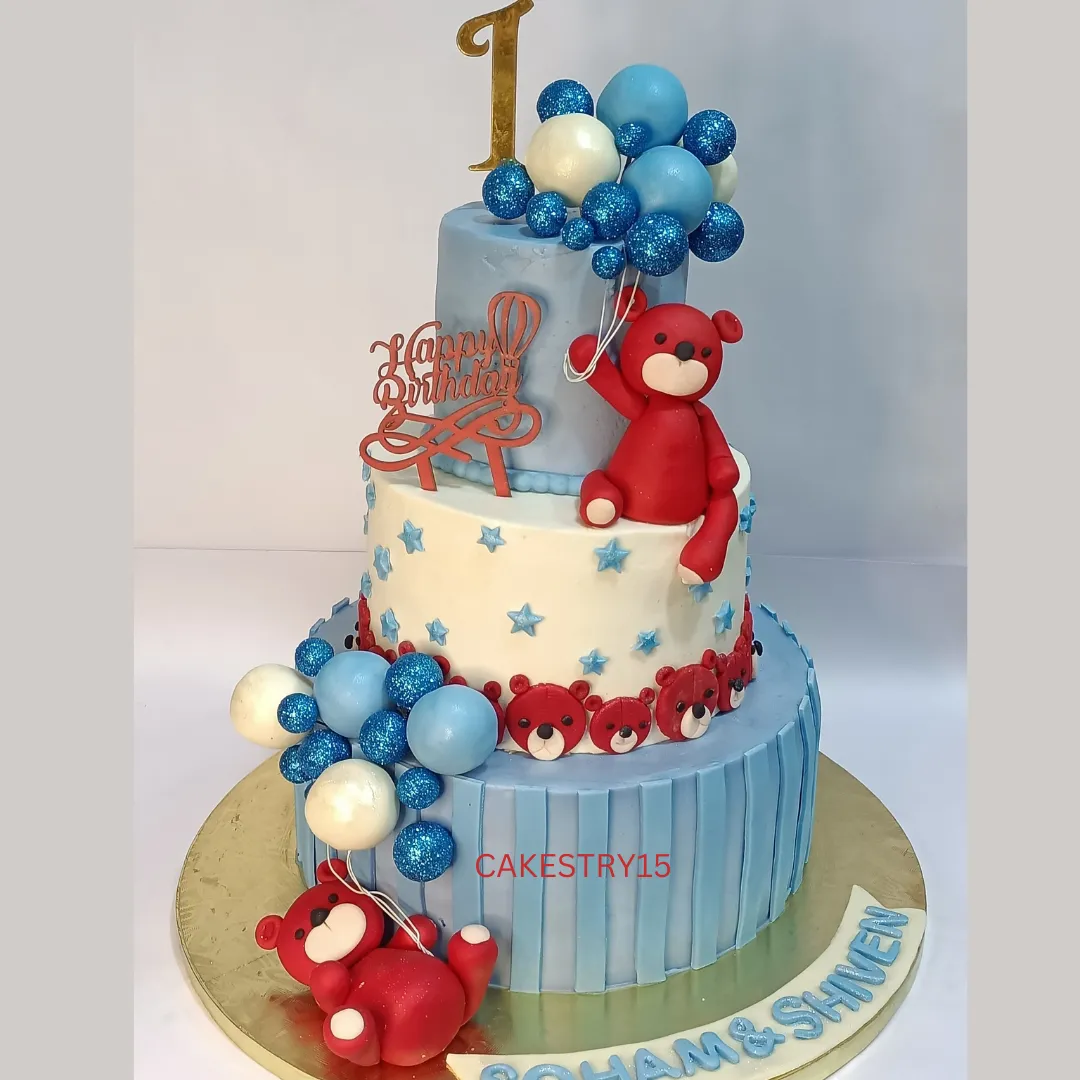 Teddy Red 5kg Birthday Cake