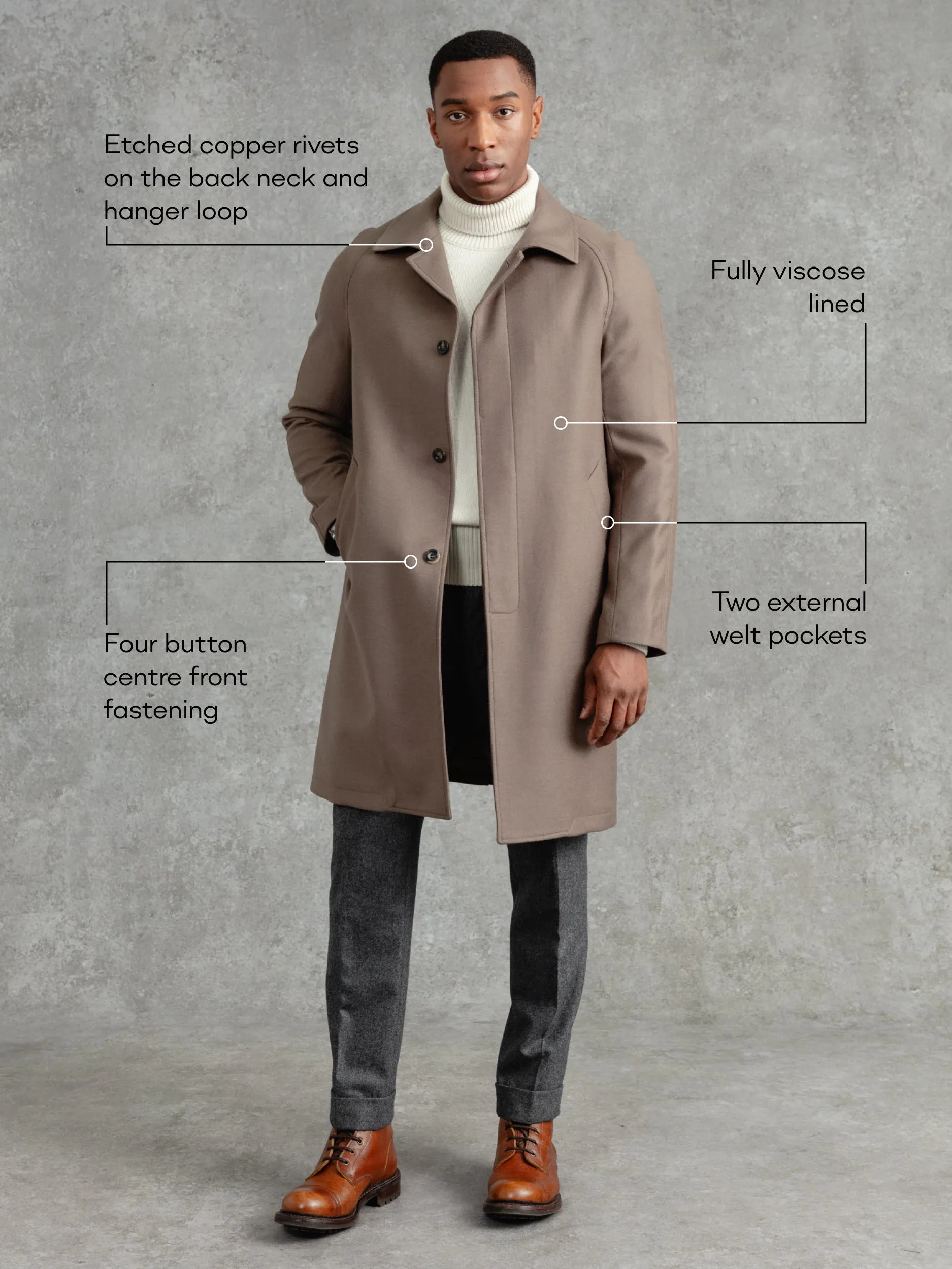 The Cashmere Crew Coat - Camel